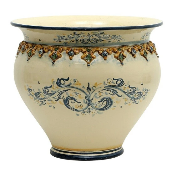 Artistica - Deruta Of Italy Sofia Tricolore: Round Cachepot/planter With Bass Relief Decoration Plants & Planters 3 Artistica - Deruta Of Italy Sofia Tricolore: Round Cachepot/planter With Bass Relief Decoration Plants & Planters