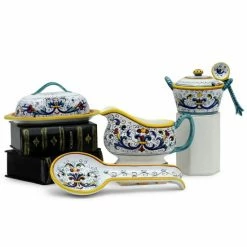 Artistica - Deruta Of Italy Ricco Deruta: Bundle With Butter Dish, Sauce Boat, Parmesan Bowl And Spoon Rest Serveware