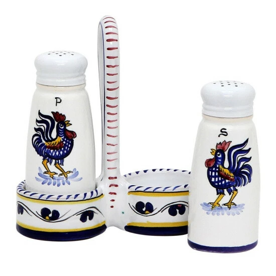 Artistica - Deruta Of Italy Orvieto Blue Rooster: Salt And Pepper Cruet Tools & Accessories 3 Artistica - Deruta Of Italy Orvieto Blue Rooster: Salt And Pepper Cruet Tools & Accessories