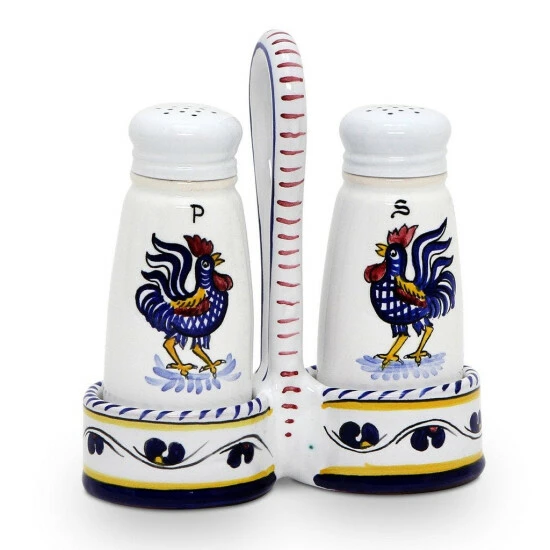 Artistica - Deruta Of Italy Orvieto Blue Rooster: Salt And Pepper Cruet Tools & Accessories 4 Artistica - Deruta Of Italy Orvieto Blue Rooster: Salt And Pepper Cruet Tools & Accessories - Image 2
