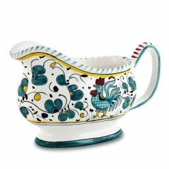 Artistica - Deruta Of Italy Orvieto Green Rooster: Gravy Sauce Boat Serveware