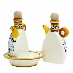 Artistica - Deruta Of Italy Limoncini: 'The Better Half' Oil And Vinegar Set With Tray/Saucer Serveware -Artistica - Deruta of Italy Shop unnamed file 1216