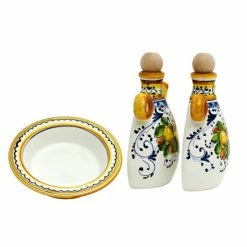 Artistica - Deruta Of Italy Limoncini: 'The Better Half' Oil And Vinegar Set With Tray/Saucer Serveware -Artistica - Deruta of Italy Shop unnamed file 1217