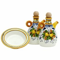 Artistica - Deruta Of Italy Limoncini: 'The Better Half' Oil And Vinegar Set With Tray/Saucer Serveware -Artistica - Deruta of Italy Shop unnamed file 1218