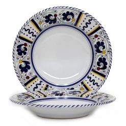 Artistica - Deruta Of Italy Orvieto Blue Rooster: Rim Pasta Soup Bowl Dinnerware & Flatware