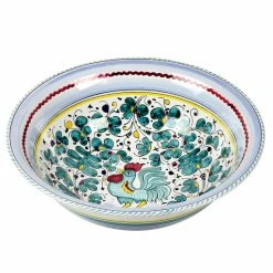 Artistica - Deruta Of Italy Orvieto Green Rooster: Large Pasta/salad Serving Bowl Serveware