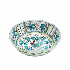Artistica - Deruta Of Italy Orvieto Green Rooster: Salad Bowl (medium) Serveware Multicolor