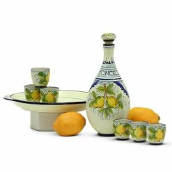 Artistica - Deruta Of Italy Limoncello: Limoncello Set With Blue Trimmings (Bottle With Stopper And Tray And 6 Shot Glasses) Drinkware -Artistica - Deruta of Italy Shop unnamed file 1420