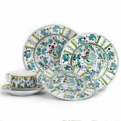 Artistica - Deruta Of Italy Orvieto Green Rooster: 5 Pieces Place Setting Dining & Tabletop
