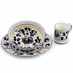Artistica - Deruta Of Italy Orvieto Blue Rooster: Pre Pack Dinner Plate + Coupe Bowl + Mug Dinnerware & Flatware