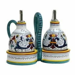 Artistica - Deruta Of Italy Ricco Deruta Deluxe: Oil And Vinegar Cruets Set With Caddy (New) Tools & Accessories