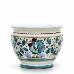 Artistica - Deruta Of Italy Orvieto Green Rooster: Luxury Cachepot Planter Sm Decorative Accents