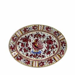 Artistica - Deruta Of Italy Orvieto Red Rooster: Oval Plate Dining & Tabletop