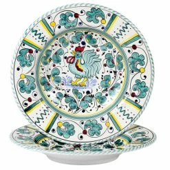 Artistica - Deruta Of Italy Orvieto Green Rooster: Pasta Soup Bowl Dinnerware & Flatware