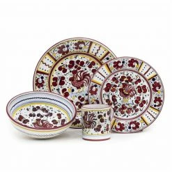 Artistica - Deruta Of Italy Orvieto Red Rooster: 4 Pieces Place Setting Dinnerware & Flatware Multicolor
