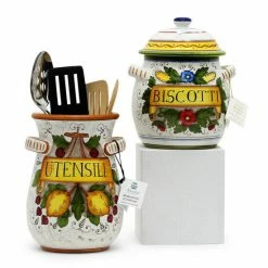 Artistica - Deruta Of Italy Rustica: Bundle With Utensil Holder + Biscotti Jar Tools & Accessories
