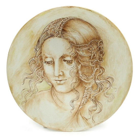 Artistica - Deruta Of Italy Leonardo: One Of A Kind Large Wall Plate With Noblewoman By Francesca Niccacci Decor 3 Artistica - Deruta Of Italy Leonardo: One Of A Kind Large Wall Plate With Noblewoman By Francesca Niccacci Decor