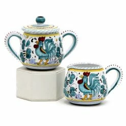 Artistica - Deruta Of Italy Orvieto Green Rooster: Sugar And Creamer Tools & Accessories