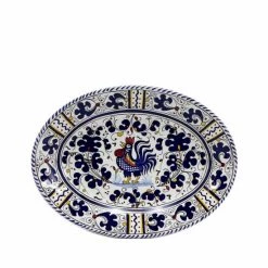 Artistica - Deruta Of Italy Orvieto Blue Rooster: Oval Plate Dinnerware & Flatware