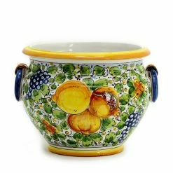 Artistica - Deruta Of Italy Tuscania: Round Tuscan Cachepot With Side Rings Decorative Accents