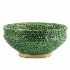 Artistica - Deruta Of Italy Dolfi Button Green: Round Bowl Centerpiece With Hand Applied Button Motif Dinnerware & Flatware