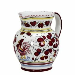 Artistica - Deruta Of Italy ORVIETO RED ROOSTER: Traditional Deruta Pitcher Kitchen