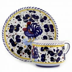 Artistica - Deruta Of Italy Orvieto Blue Rooster: Cup And Saucer Drinkware