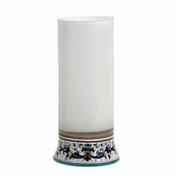 Artistica - Deruta Of Italy Deruta Bella Vetro: Cylindrical Glass Vase On Ceramic Base Ricco Deruta Design Decorative Accents White Glass