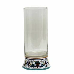 Artistica - Deruta Of Italy Deruta Bella Vetro: Cylindrical Glass Vase On Ceramic Base Ricco Deruta Design Decorative Accents Clear Glass