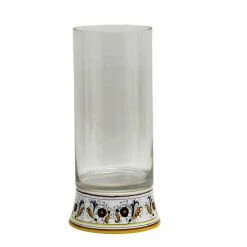 Artistica - Deruta Of Italy Deruta Bella Vetro: Cylindrical Glass Vase On Ceramic Base Perugino Design Decorative Accents Clear