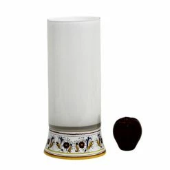 Artistica - Deruta Of Italy Deruta Bella Vetro: Cylindrical Glass Vase On Ceramic Base Perugino Design Decorative Accents White -Artistica - Deruta of Italy Shop unnamed file 328