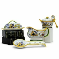 Artistica - Deruta Of Italy Raffaellesco: Bundle With Butter Dish, Sauce Boat, Parmesan Bowl & Spoon Rest Dining & Tabletop