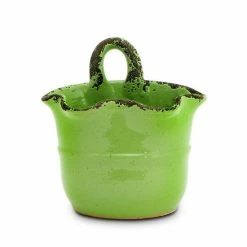 Artistica - Deruta Of Italy Scavo Giardini-Garden: Wall Planter Vase With Fluted Rim 'verde Bosco Plants & Planters Light Green