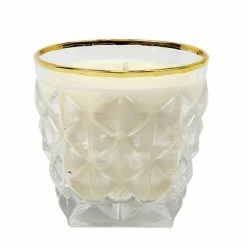 Artistica - Deruta Of Italy Crystal Candles: Unscented Soy Candle In Crystal Cup Gold Hand Decorated Rim Candles & Home Fragrances