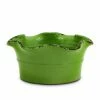 Artistica - Deruta Of Italy Scavo Giardini Garden: Large Low Ball Planter Vase With Fluted Rim 'verde Bosco' Light Green [R] Plants & Planters