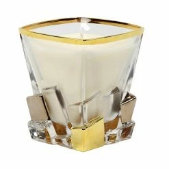 Artistica - Deruta Of Italy Unscented Soy Candle In Crystal Cup Gold And Platinum Hand Decorated. Candles & Home Fragrances