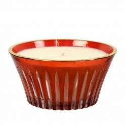 Artistica - Deruta Of Italy Crystal Candles: Scented Soy Candle In Hand Engraved Red Crystal Cup - Christmas Tree Scent Candles & Home Fragrances
