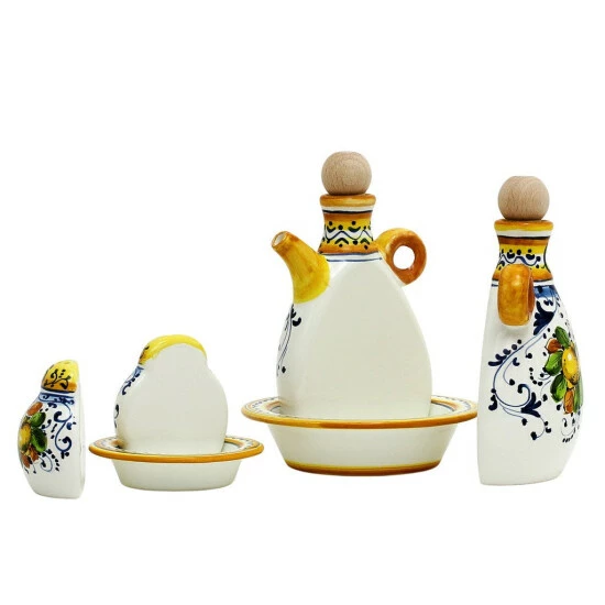 Artistica - Deruta Of Italy Limoncini: 'The Better Half' Oil+Vinegar And Salt+Pepper Sets Tools & Accessories 5 Artistica - Deruta Of Italy Limoncini: 'The Better Half' Oil+Vinegar And Salt+Pepper Sets Tools & Accessories - Image 3