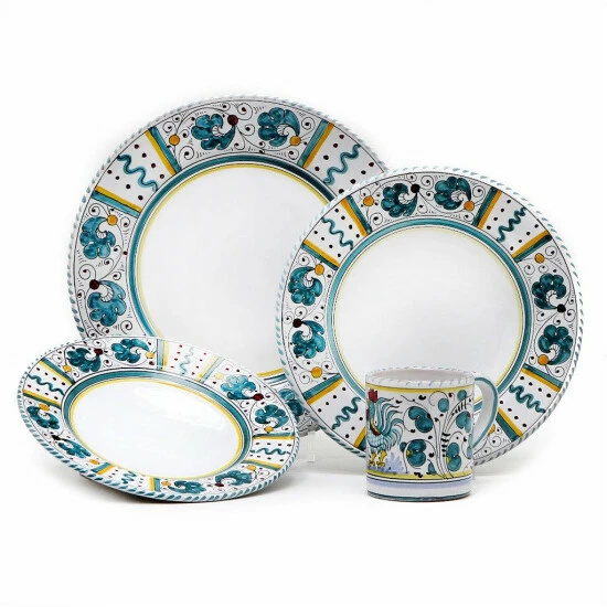 Artistica - Deruta Of Italy Orvieto Green Rooster: 4 Pieces Place Setting Dinnerware & Flatware 3 Artistica - Deruta Of Italy Orvieto Green Rooster: 4 Pieces Place Setting Dinnerware & Flatware