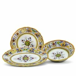 Artistica - Deruta Of Italy Raffaellesco Deluxe: Serving Set Charger & Salad Pasta Bowl & Oval Platter Dinnerware & Flatware