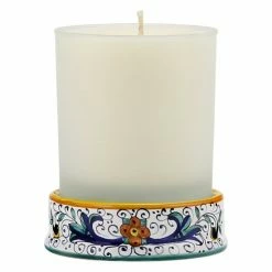 Artistica - Deruta Of Italy Deruta Candles: Frosted Glass & Deruta Ceramic Base Candle ~ Ricco Deruta Design Candles & Home Fragrances