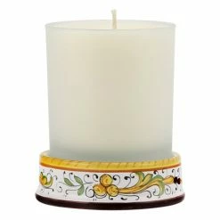 Artistica - Deruta Of Italy Deruta Candles: Frosted Glass & Deruta Ceramic Base Candle ~ Perugino Design Candles & Home Fragrances