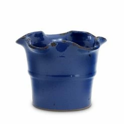 Artistica - Deruta Of Italy Scavo Giardini Garden: Medium Planter Vase With Fluted Rim Aviator Dark Blue