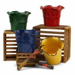 Artistica - Deruta Of Italy Scavo Giardini Garden: Medium Planter Vase With Fluted Rim Aviator Dark Blue -Artistica - Deruta of Italy Shop unnamed file 568