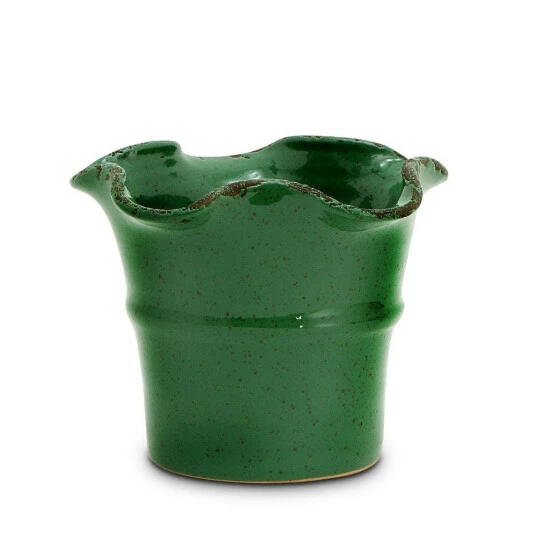 Artistica - Deruta Of Italy Scavo Giardini Garden: Medium Planter Vase With Fluted Rim 'verde Prato Dark Green 3 Artistica - Deruta Of Italy Scavo Giardini Garden: Medium Planter Vase With Fluted Rim 'verde Prato Dark Green