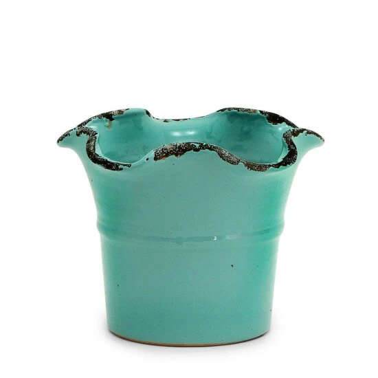 Artistica - Deruta Of Italy Scavo Giardini Garden: Medium Planter Vase With Fluted Rim Aqua Tiffany Plants & Planters Teal 3 Artistica - Deruta Of Italy Scavo Giardini Garden: Medium Planter Vase With Fluted Rim Aqua Tiffany Plants & Planters Teal