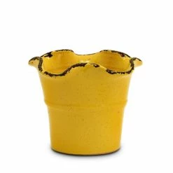 Artistica - Deruta Of Italy Scavo Giardini Garden: Medium Planter Vase With Fluted Rim Tuscan Yellow Plants & Planters