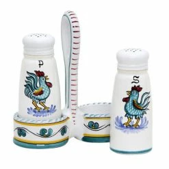 Artistica - Deruta Of Italy Orvieto Green Rooster: Salt And Pepper Cruet Tools & Accessories Multicolor