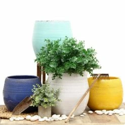 Artistica - Deruta Of Italy Scavo Giardini Garden: Round 'rullato' Cachepot/Planter Small Aqua Tiffany Plants & Planters Teal -Artistica - Deruta of Italy Shop unnamed file 660
