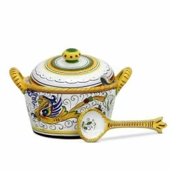 Artistica - Deruta Of Italy Raffaellesco Deluxe: Covered Parmesan Cheese Bowl With Spoon Serveware